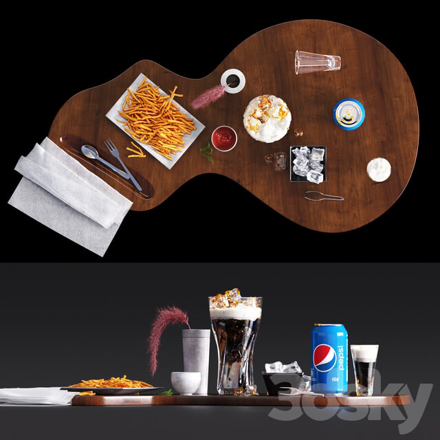 Pepsi set with french fries vray