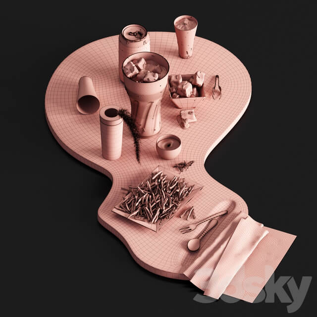 Pepsi set with french fries vray