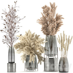 Bouquet 103. Pampas grass branches vase reeds dried flowers dry decor glass natural decor eco design 3D Models 