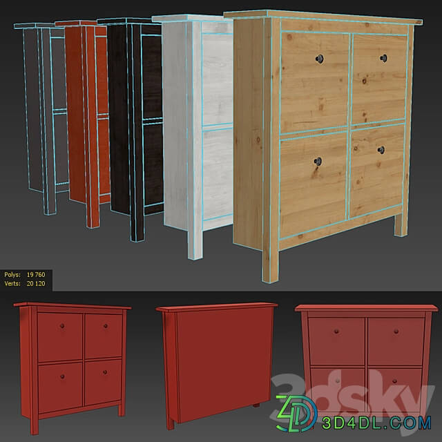 IKEA HEMNES Shoe cabinet with 4 compartments 3D Models