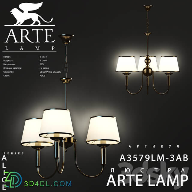 Arte lamp A3579LM 3AB Pendant light 3D Models