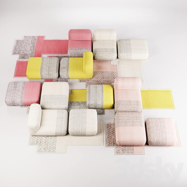 Patricia Urquiola GAN Mangas Collection Rug Poufs