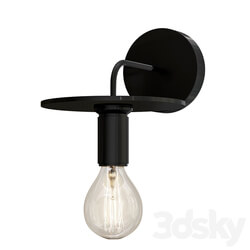 RH Utilitaire Knurled Disk Shade Sconce Black 