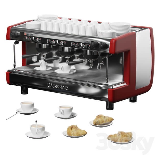 Casadio Undici A3 coffee machine with croissants