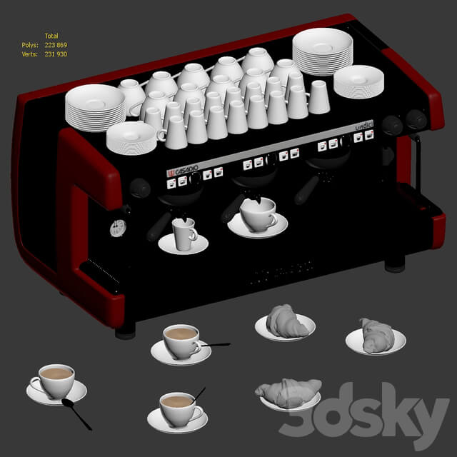 Casadio Undici A3 coffee machine with croissants