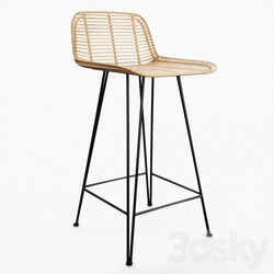 HKLiving Rattan Bar Stool Natural Black version 