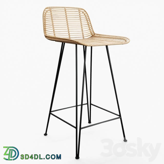 HKLiving Rattan Bar Stool Natural Black version