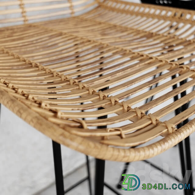 HKLiving Rattan Bar Stool Natural Black version