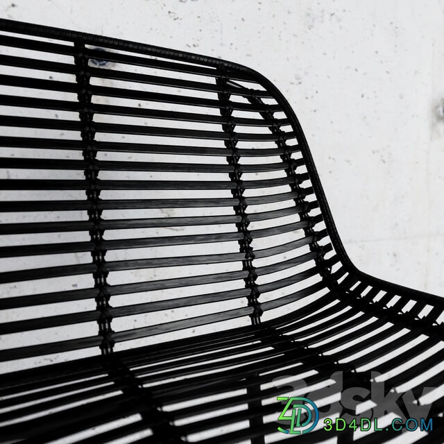 HKLiving Rattan Bar Stool Natural Black version