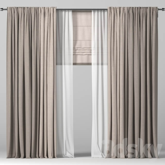 Curtains in two colors Roman curtain