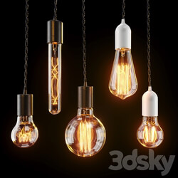 Edison lamps set Pendant light 3D Models 
