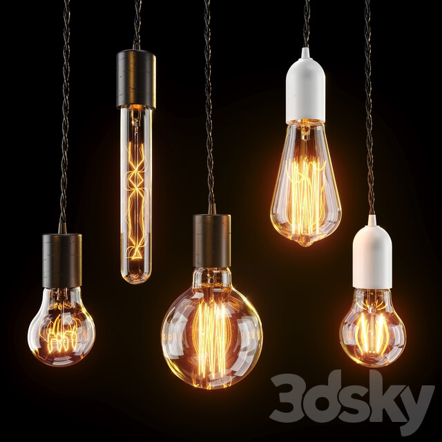 Edison lamps set Pendant light 3D Models