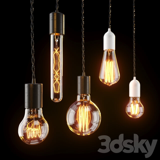 Edison lamps set Pendant light 3D Models