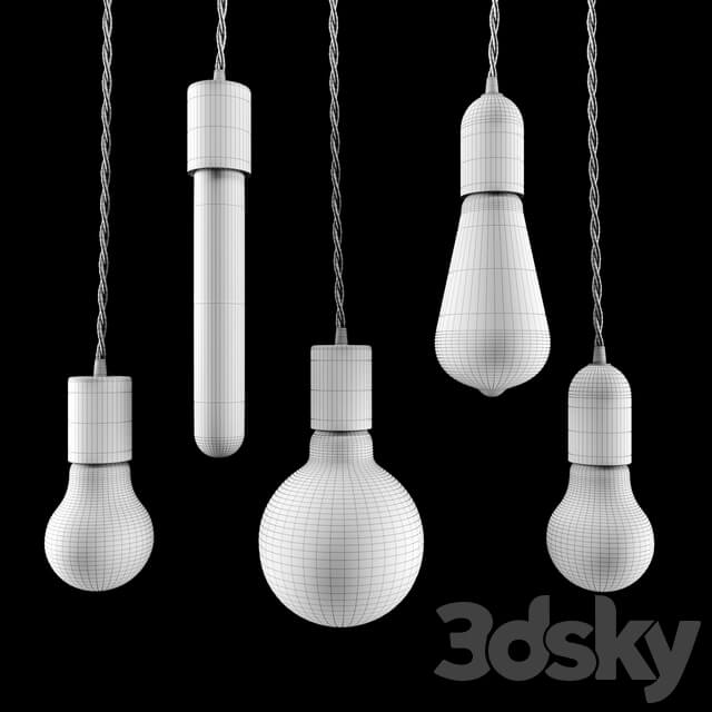 Edison lamps set Pendant light 3D Models