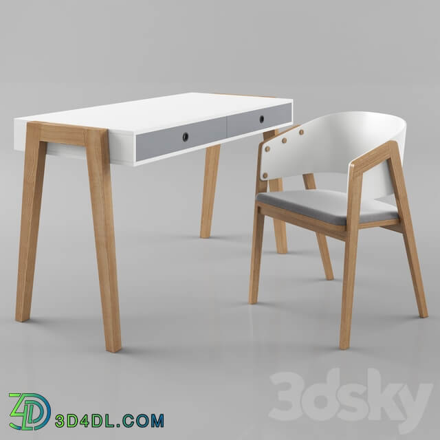 Table Chair VOX Concept desk with VOX Uni chair white