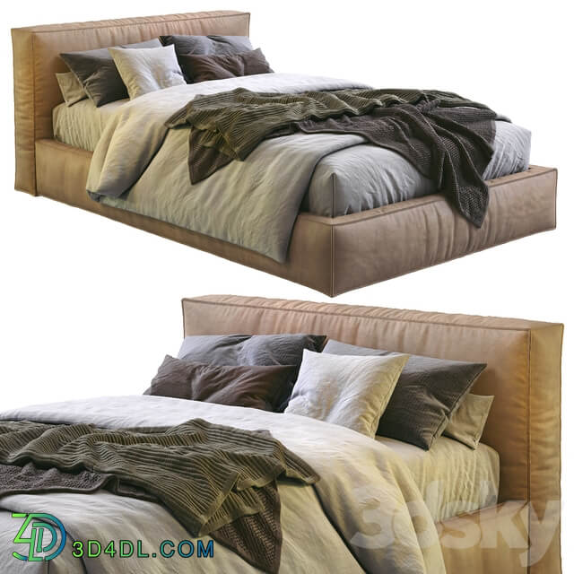Bed Flexteam Leather bed SLIM ONE
