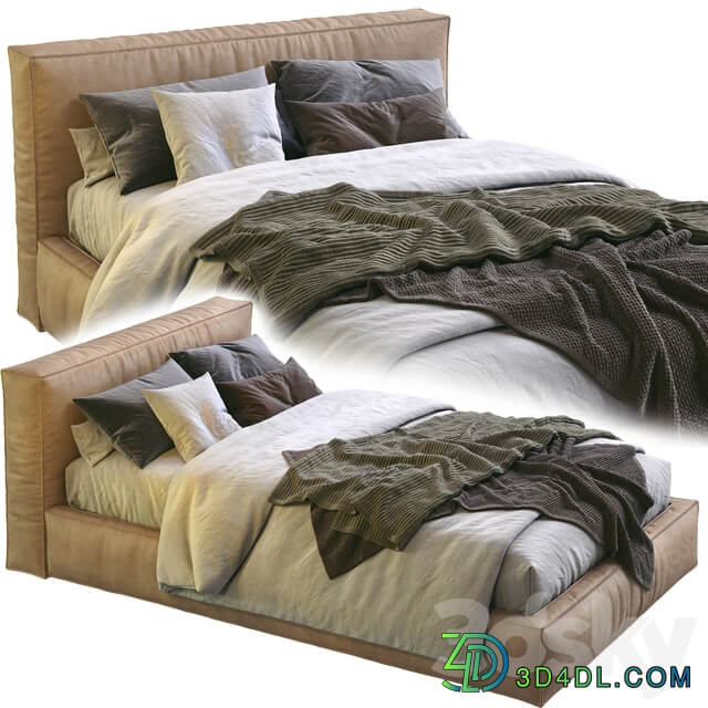 Bed Flexteam Leather bed SLIM ONE