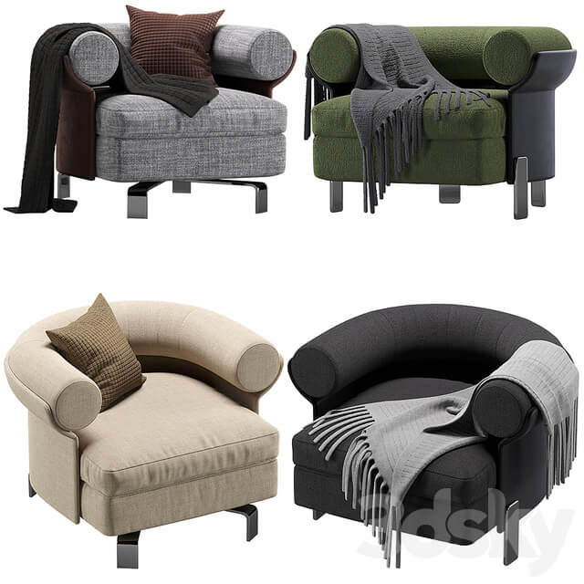 Minotti Mattia armchair 4 colors version 3D Models