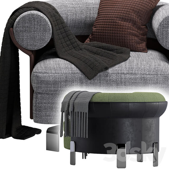Minotti Mattia armchair 4 colors version 3D Models