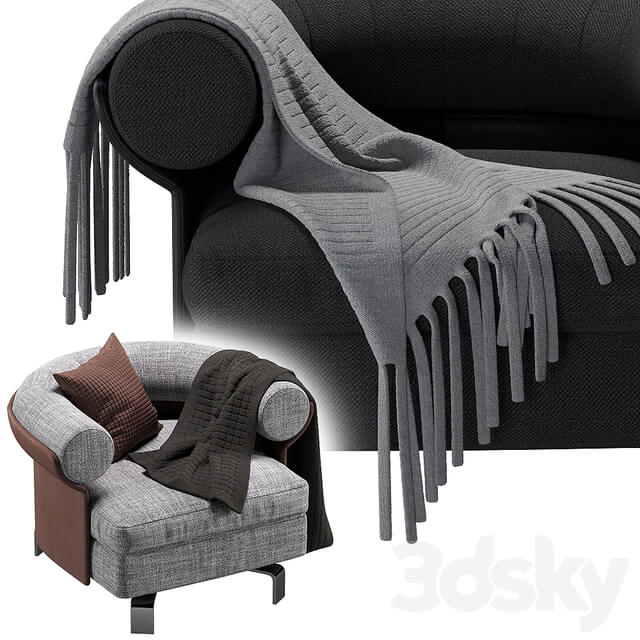 Minotti Mattia armchair 4 colors version 3D Models