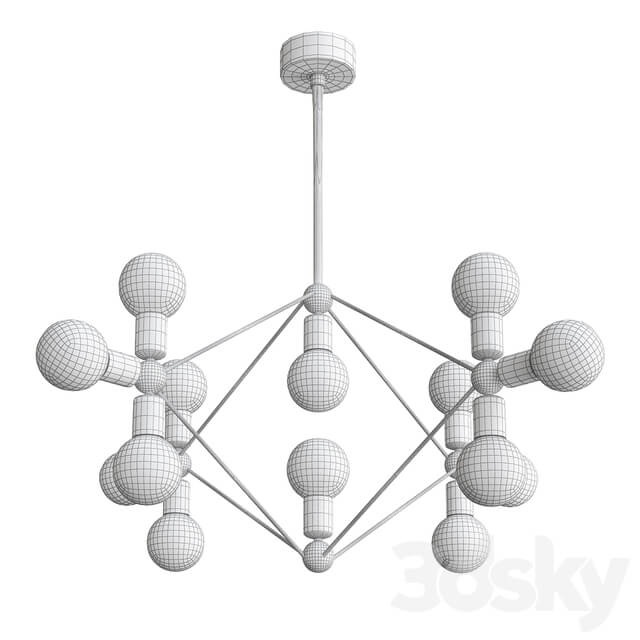 Modo Chandelier 14 Milk Bulb Pendant light 3D Models