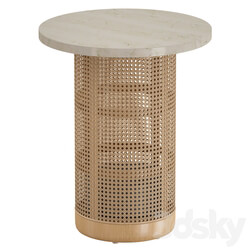 Vernet Travertine Cane End Table Crate and Barrel 3D Models 