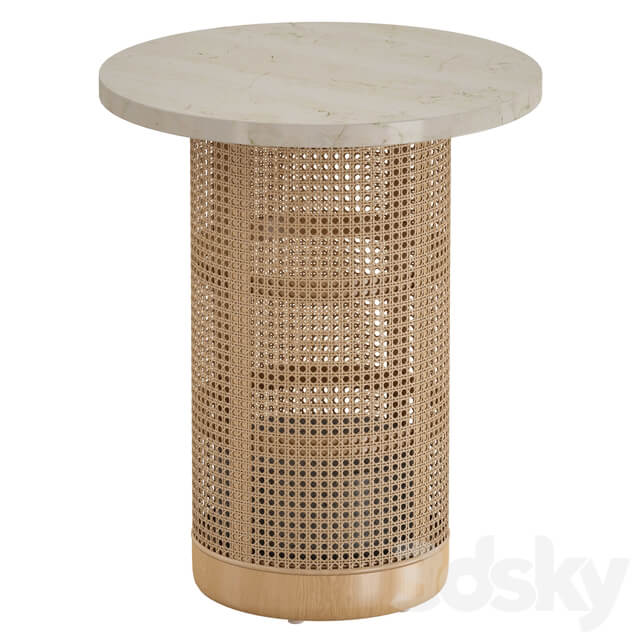 Vernet Travertine Cane End Table Crate and Barrel 3D Models