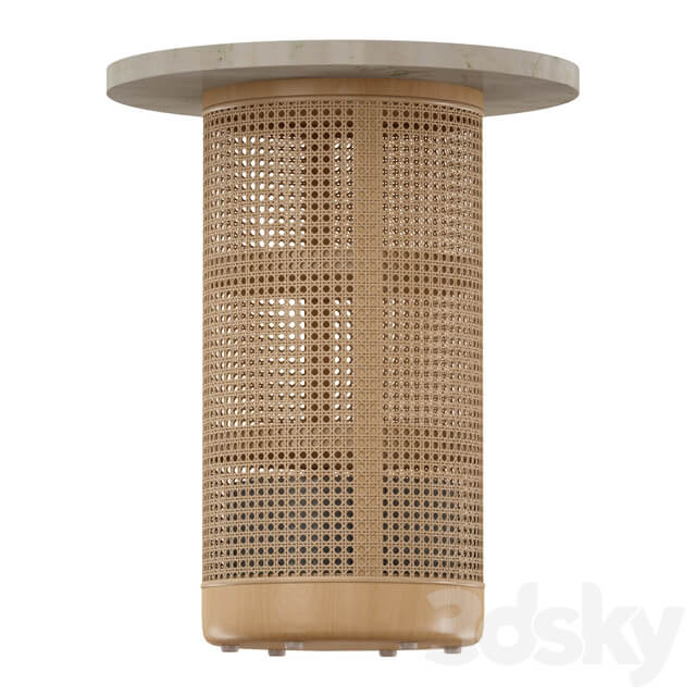 Vernet Travertine Cane End Table Crate and Barrel 3D Models