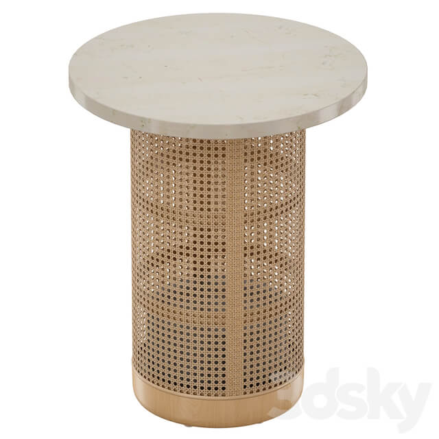Vernet Travertine Cane End Table Crate and Barrel 3D Models