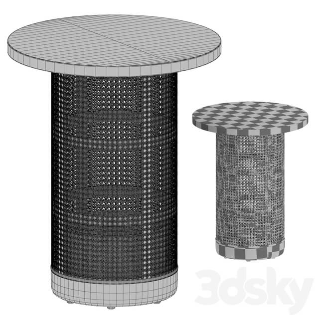 Vernet Travertine Cane End Table Crate and Barrel 3D Models