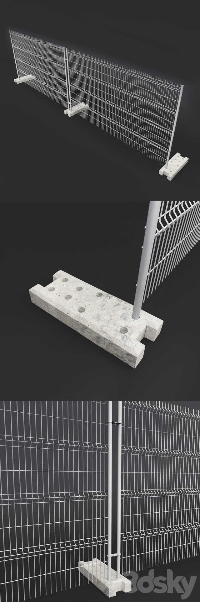 Temporary fencing with concrete base
