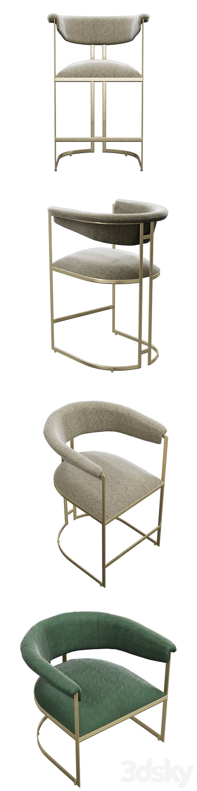 Anouka armchair and barstool from hamilton conte