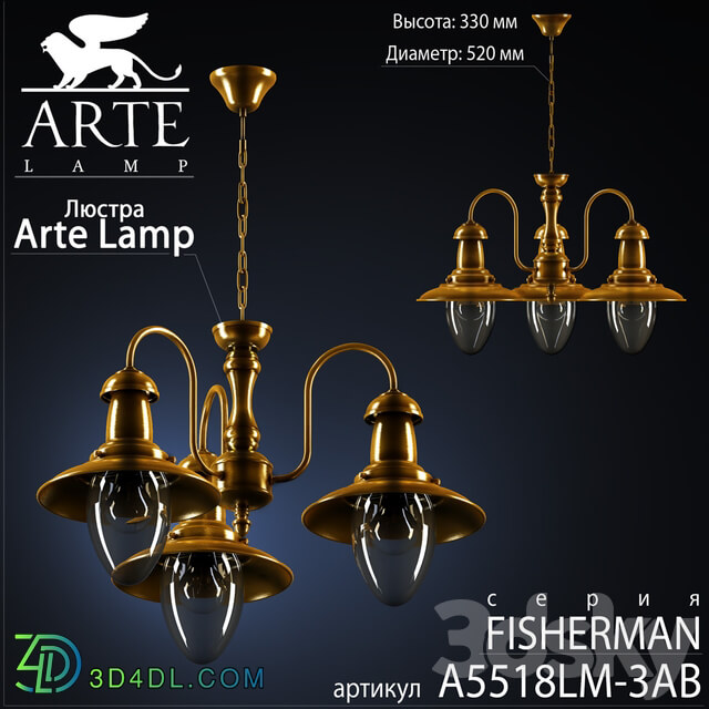 Arte Lamp Fisherman A5518LM 3AB Pendant light 3D Models