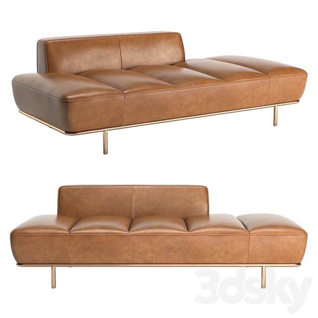 CB2 Lawndale Saddle Leather Daybed With Brass Base