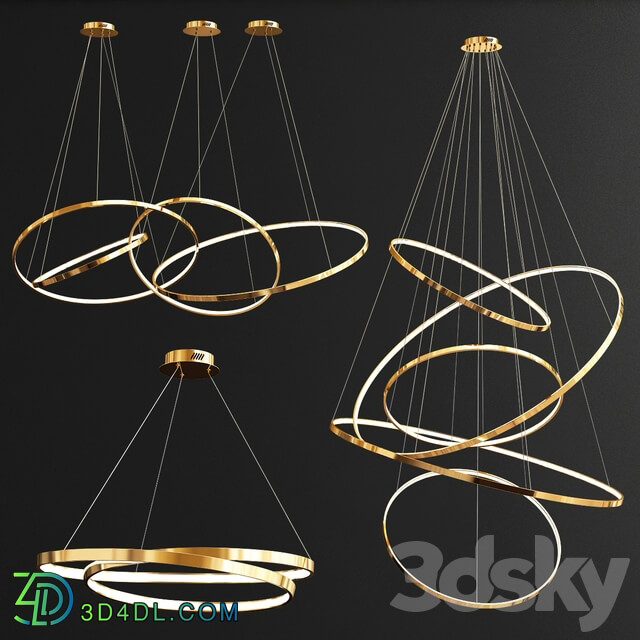 Collection ring chandeliers Pendant light 3D Models