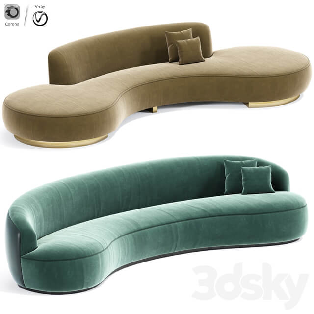 Pierre Augustin Rose Sofa And Serpentine Sofa Vladimir kagan
