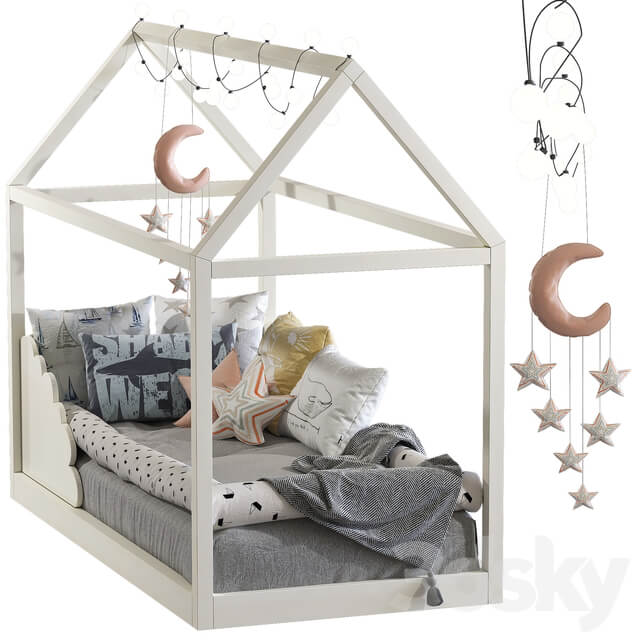 Children 39 s bed with columns 8