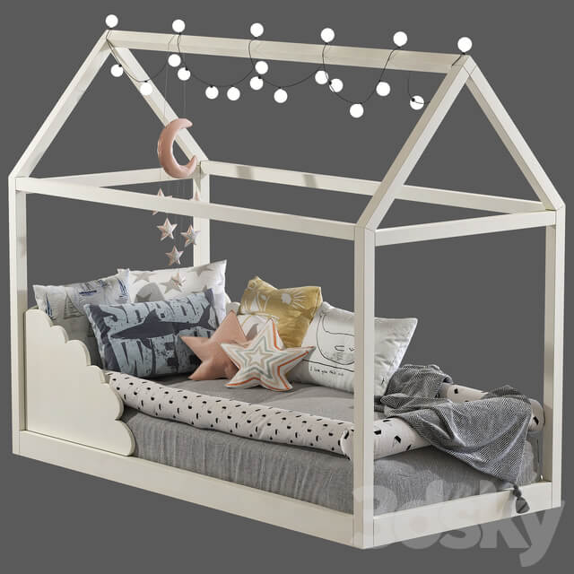 Children 39 s bed with columns 8