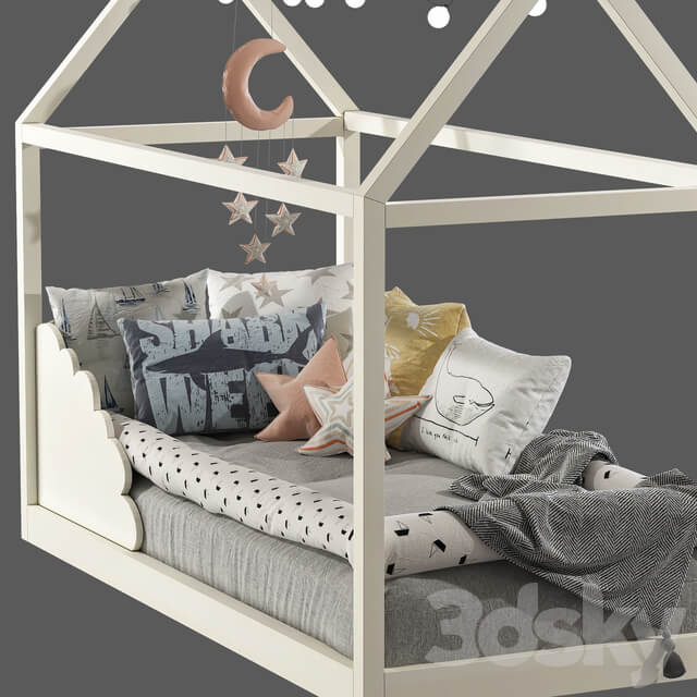 Children 39 s bed with columns 8