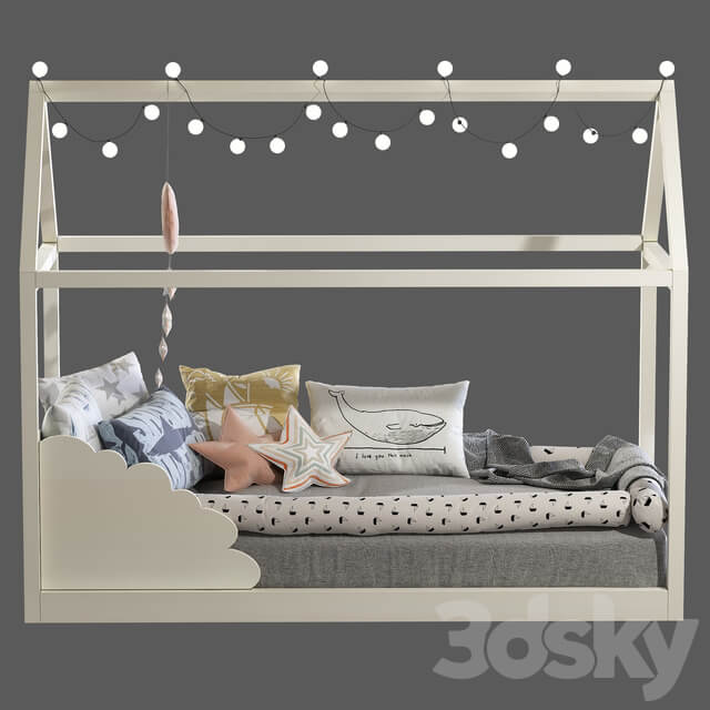 Children 39 s bed with columns 8