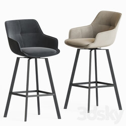 Black Krystoffer Velvet Swivel Bar Stools 