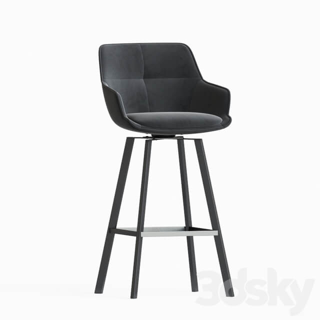 Black Krystoffer Velvet Swivel Bar Stools