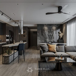  Interior Living Room- Kitchen Model by Trung Pham 