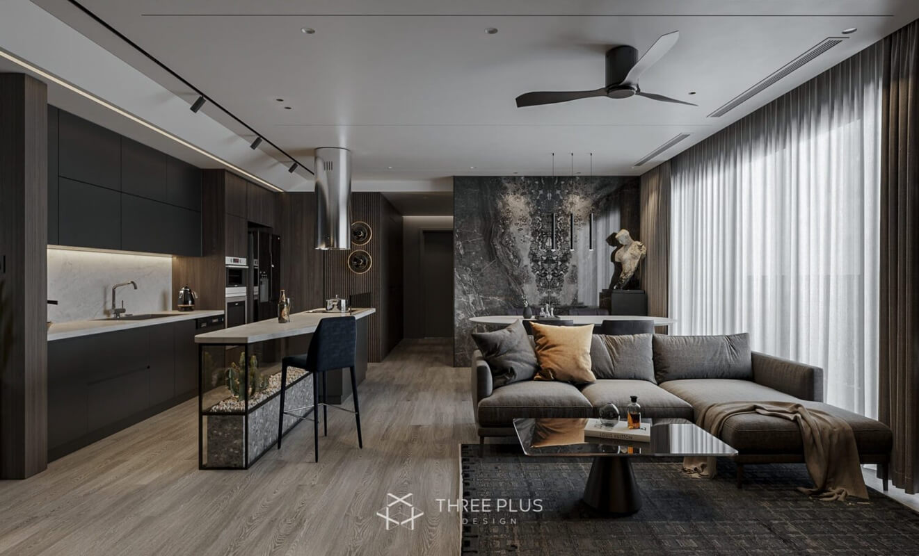  Interior Living Room- Kitchen Model by Trung Pham