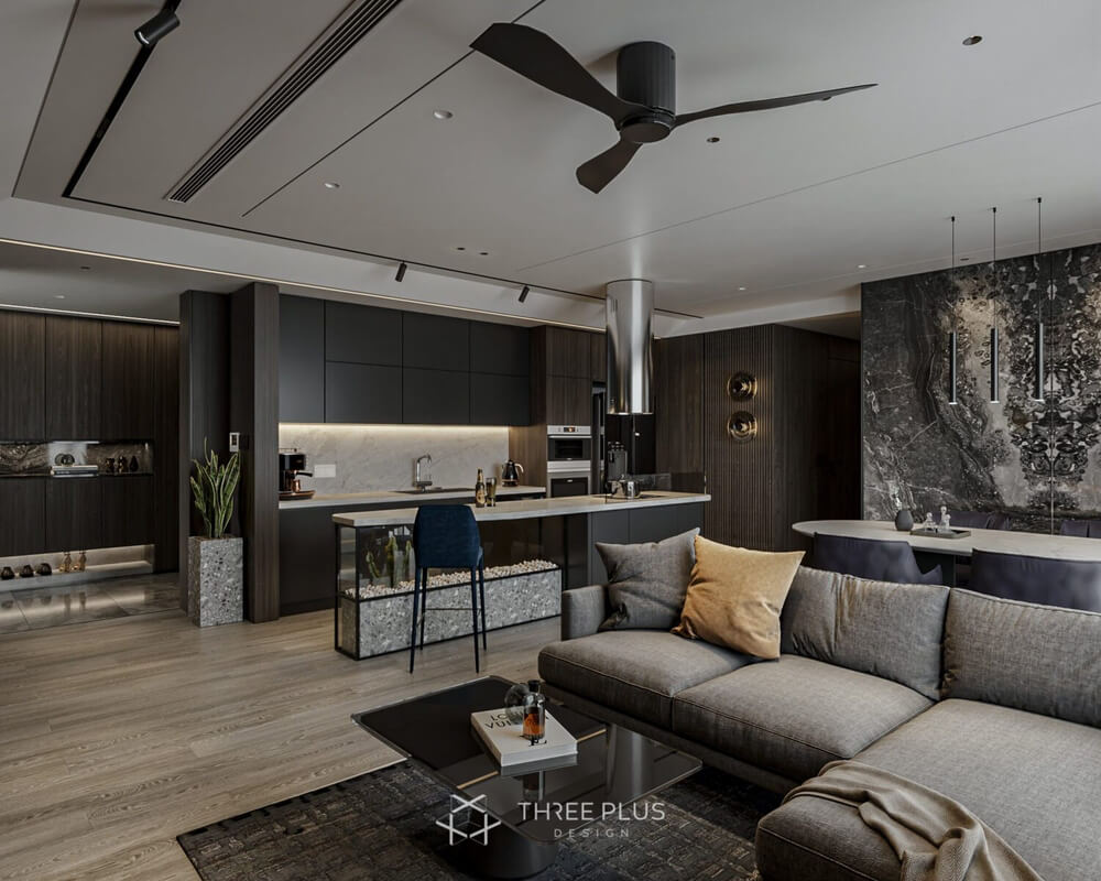  Interior Living Room- Kitchen Model by Trung Pham