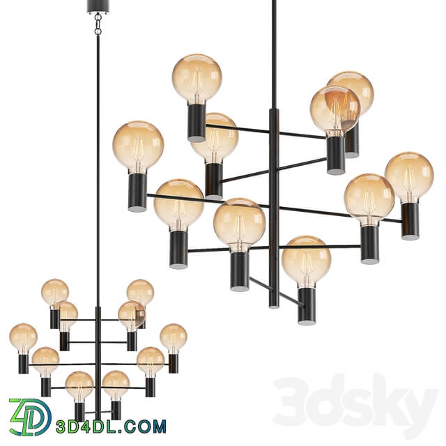Pendant light Markslöjd Paris Pendant 10L Black Chandelier