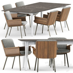 Table Chair DAIKI OUTDOOR DINING LITTLE ARMCHAIR and PENTHOUSE Table by Minotti 