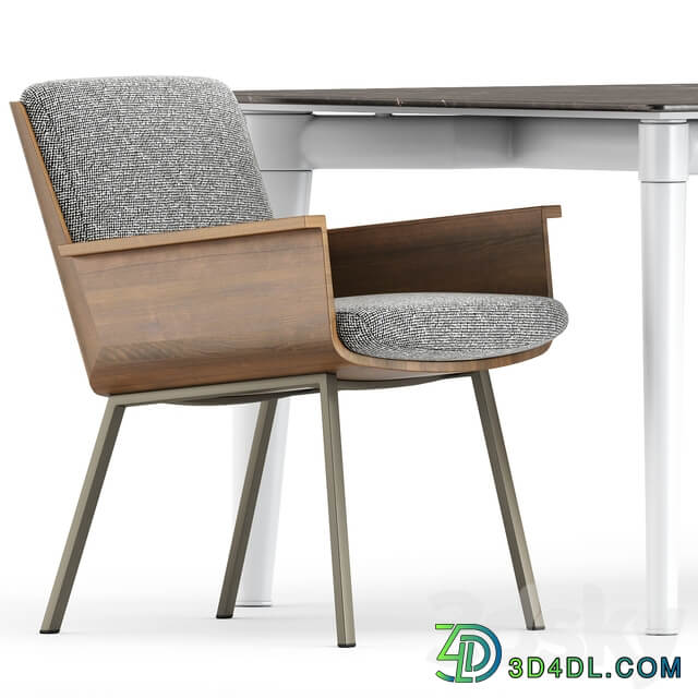 Table Chair DAIKI OUTDOOR DINING LITTLE ARMCHAIR and PENTHOUSE Table by Minotti