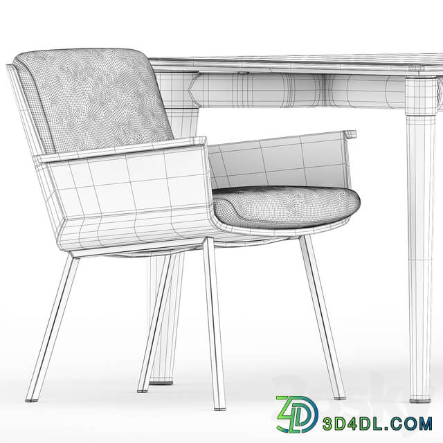 Table Chair DAIKI OUTDOOR DINING LITTLE ARMCHAIR and PENTHOUSE Table by Minotti