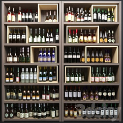 Large wine cabinet with sparkling wine. Wine collection Miscellaneous 3D Models 